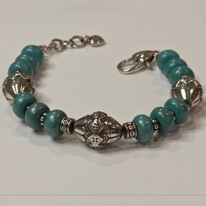 Brighton Southwestern Chunky‎ Turquoise and Silver Plated Beaded Bracelet